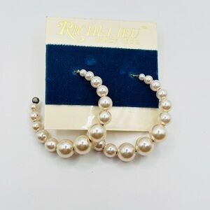 Vintage Richelieu Classic Pearl Hoop Earrings